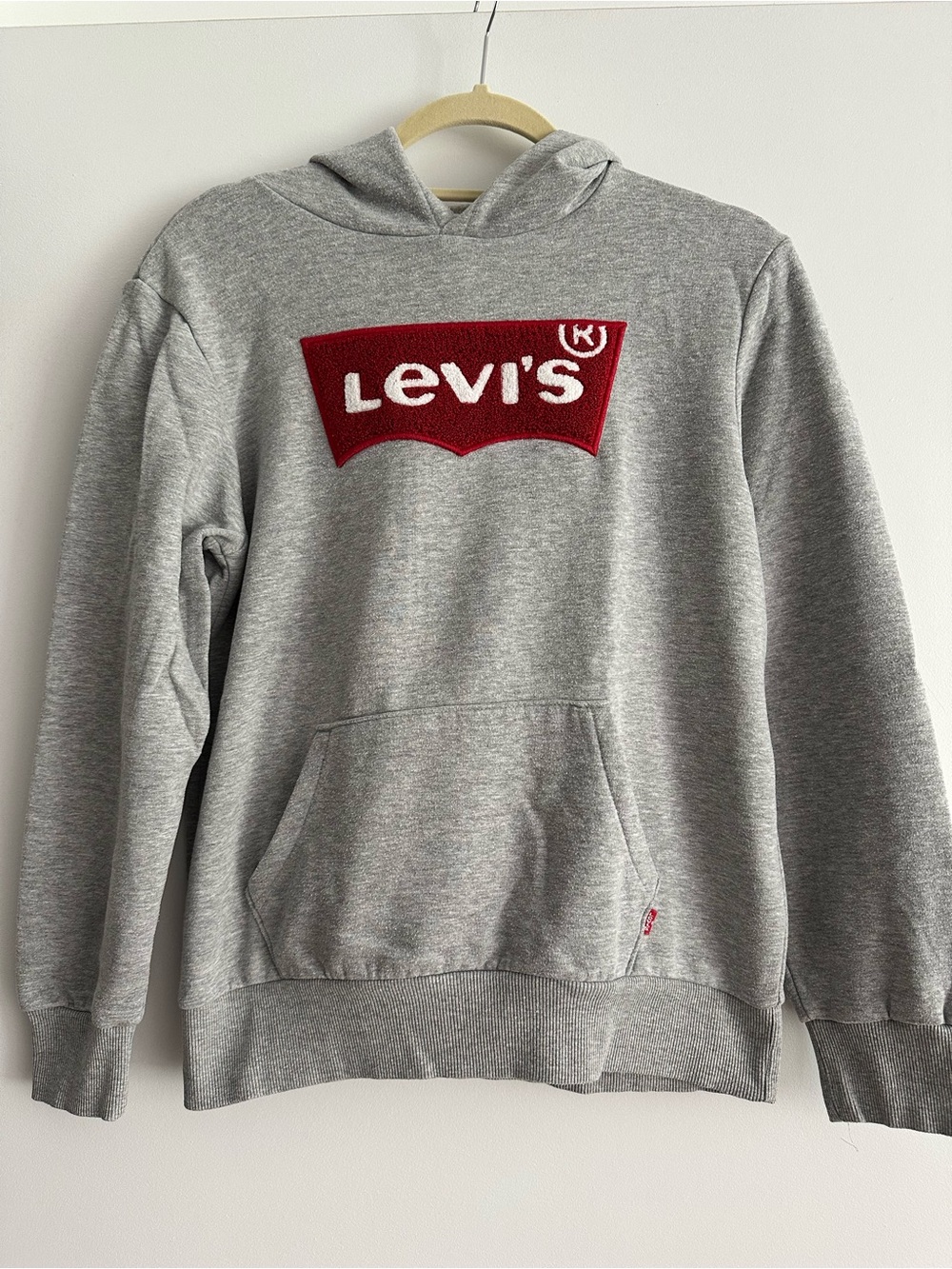 Levi's Gray Hoodie with Red Logo Patch